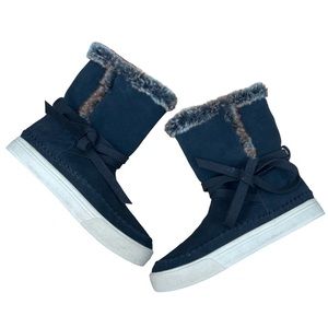 Toms Vista Faux Fur Lined Suede Pull‎ On Boots Size 7 Women's Black